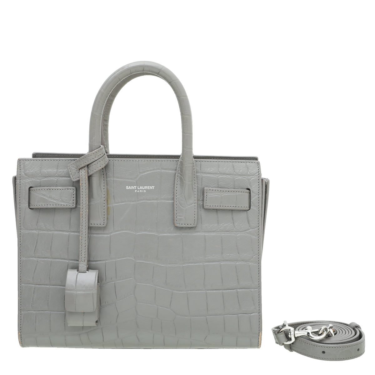 YSL Gray Croc Embossed Sac De Jour Bag-YSL-THE CLOSET