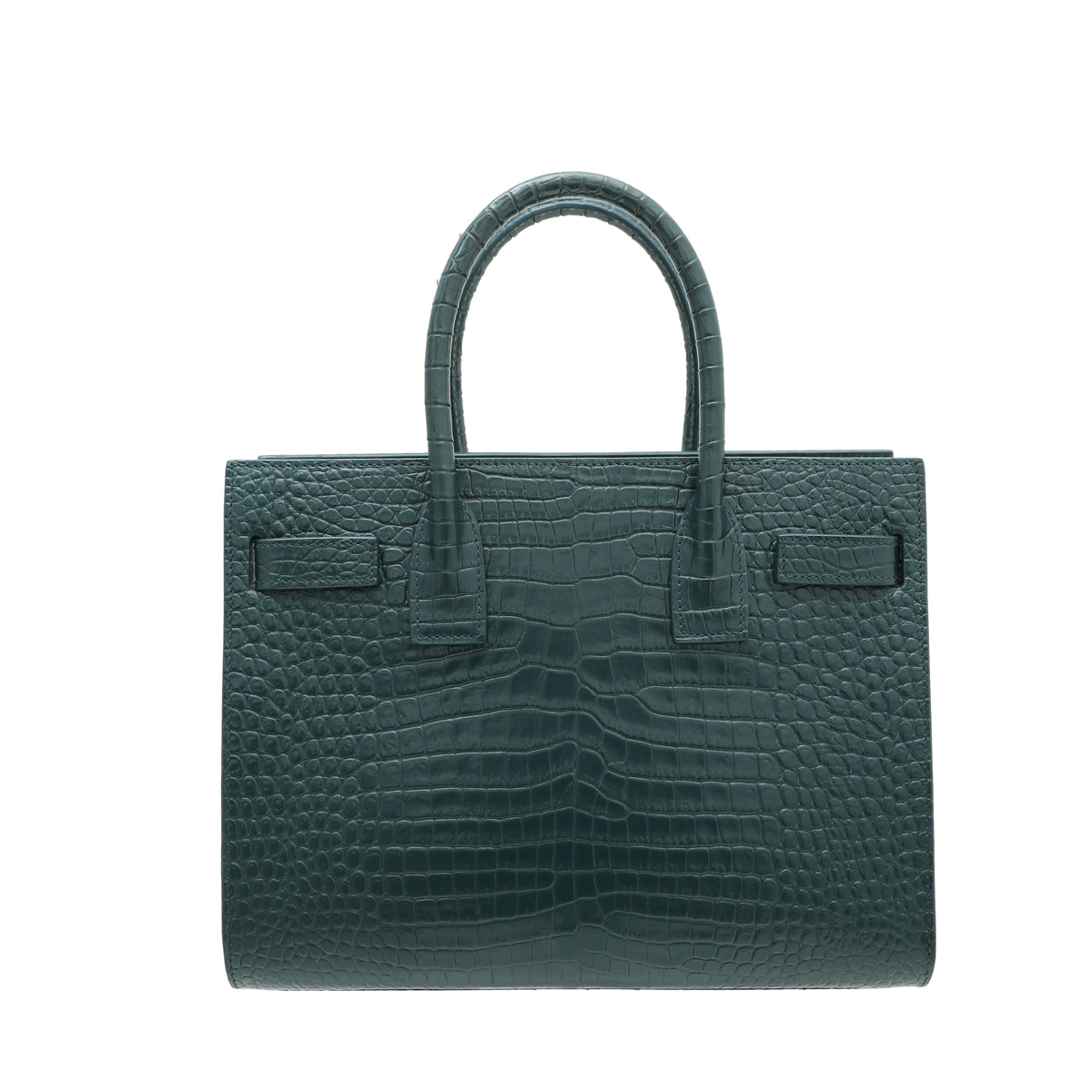 YSL Dark Teal Croc Embossed Sac De Jour Bag-YSL-THE CLOSET