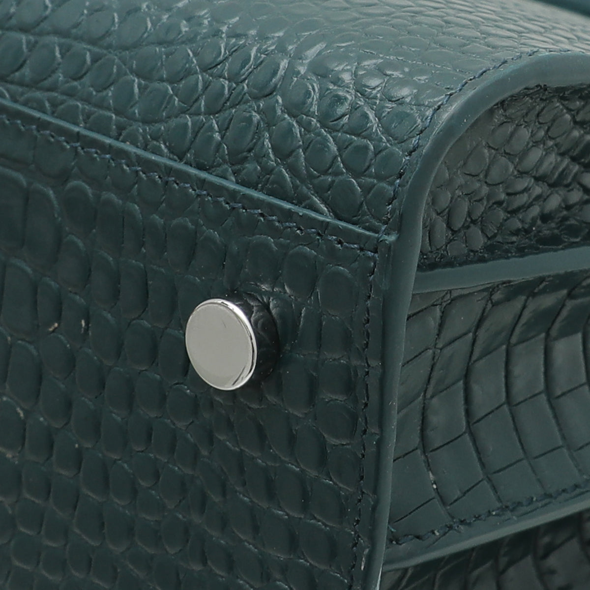 YSL Dark Teal Croc Embossed Sac De Jour Bag-YSL-THE CLOSET