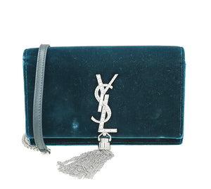 ysl dark teal monogram monogram kate tassel محفظة