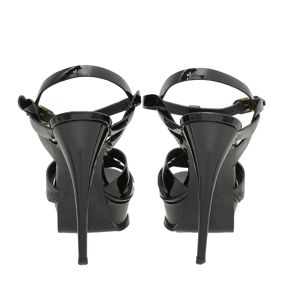 YSL Black High Heeled Tribute Sandals 38.5-YSL-THE CLOSET
