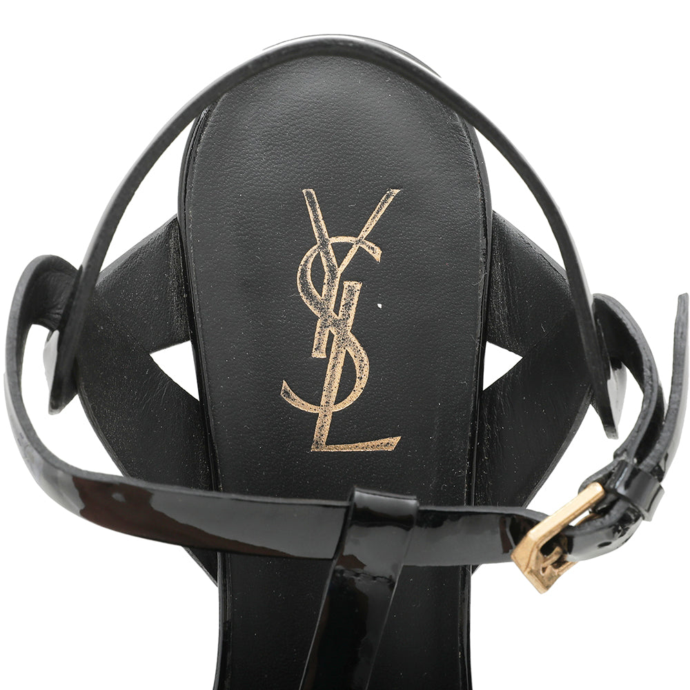 YSL Black High Heeled Tribute Sandals 38.5-YSL-THE CLOSET
