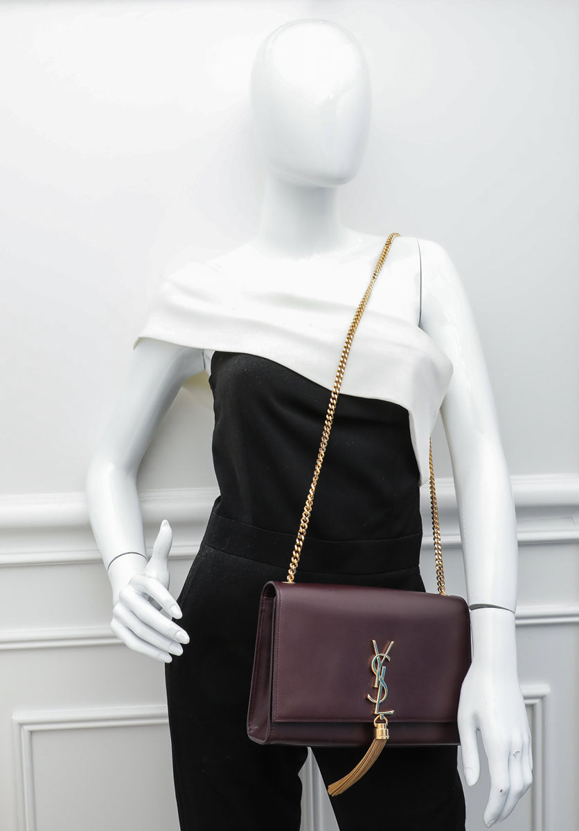 YSL Burgundy Kate Tassel Medium Chain Bag-YSL-THE CLOSET