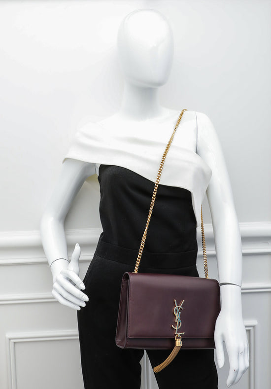 YSL Burgundy Kate Tassel Medium Chain Bag