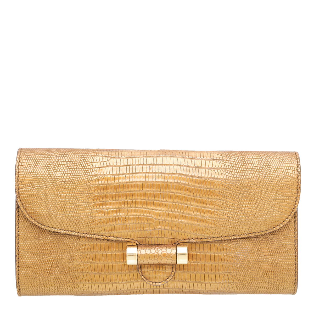 YSL Metallic Gold Lizard Muse Clutch-YSL-THE CLOSET