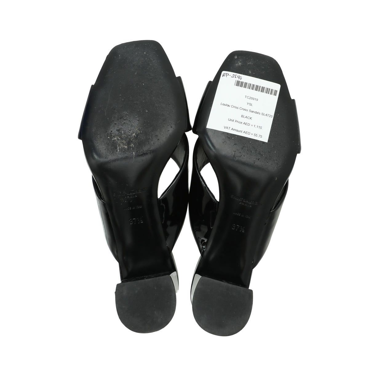 YSL Black Loulou Criss Cross Sandals 37.5