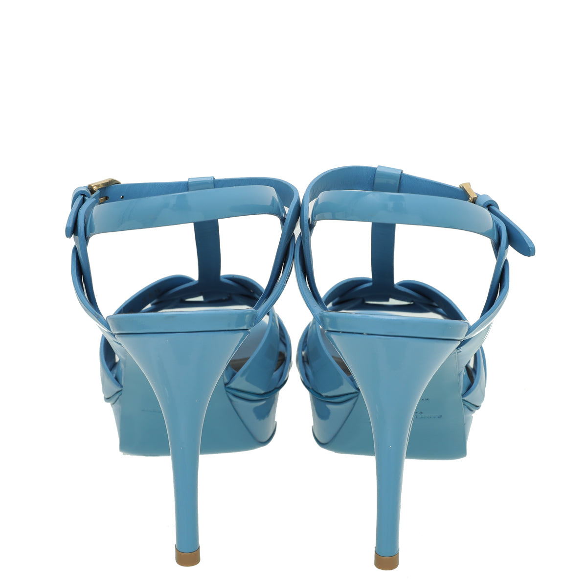 YSL Blue Mid Heel Tribute Sandals 38.5-YSL-THE CLOSET