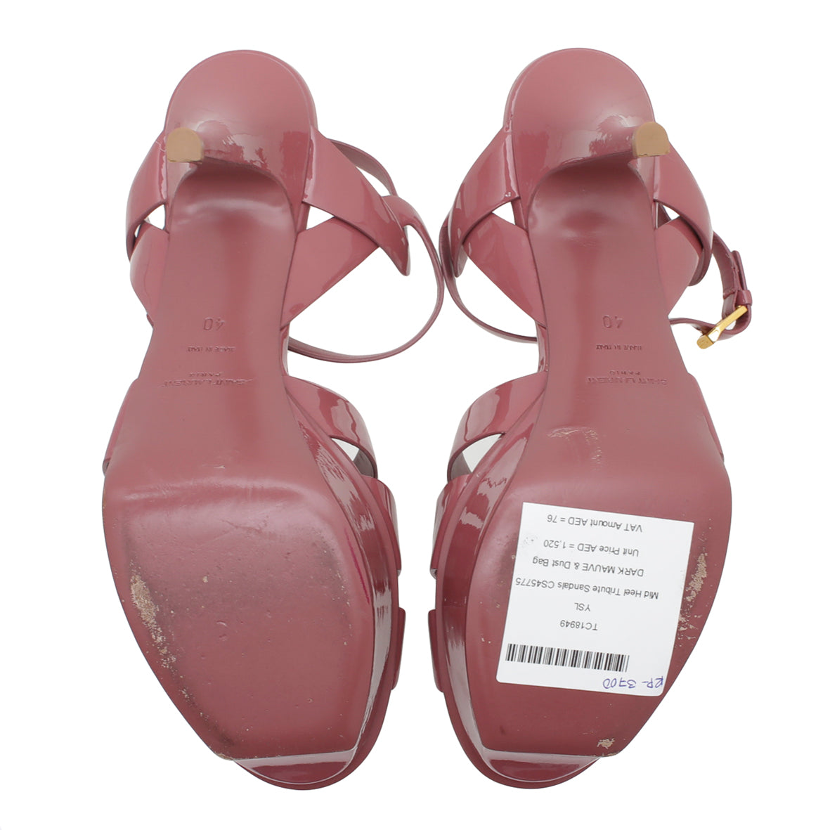 YSL Dark Mauve Mid Heel Tribute Sandals 40-YSL-THE CLOSET