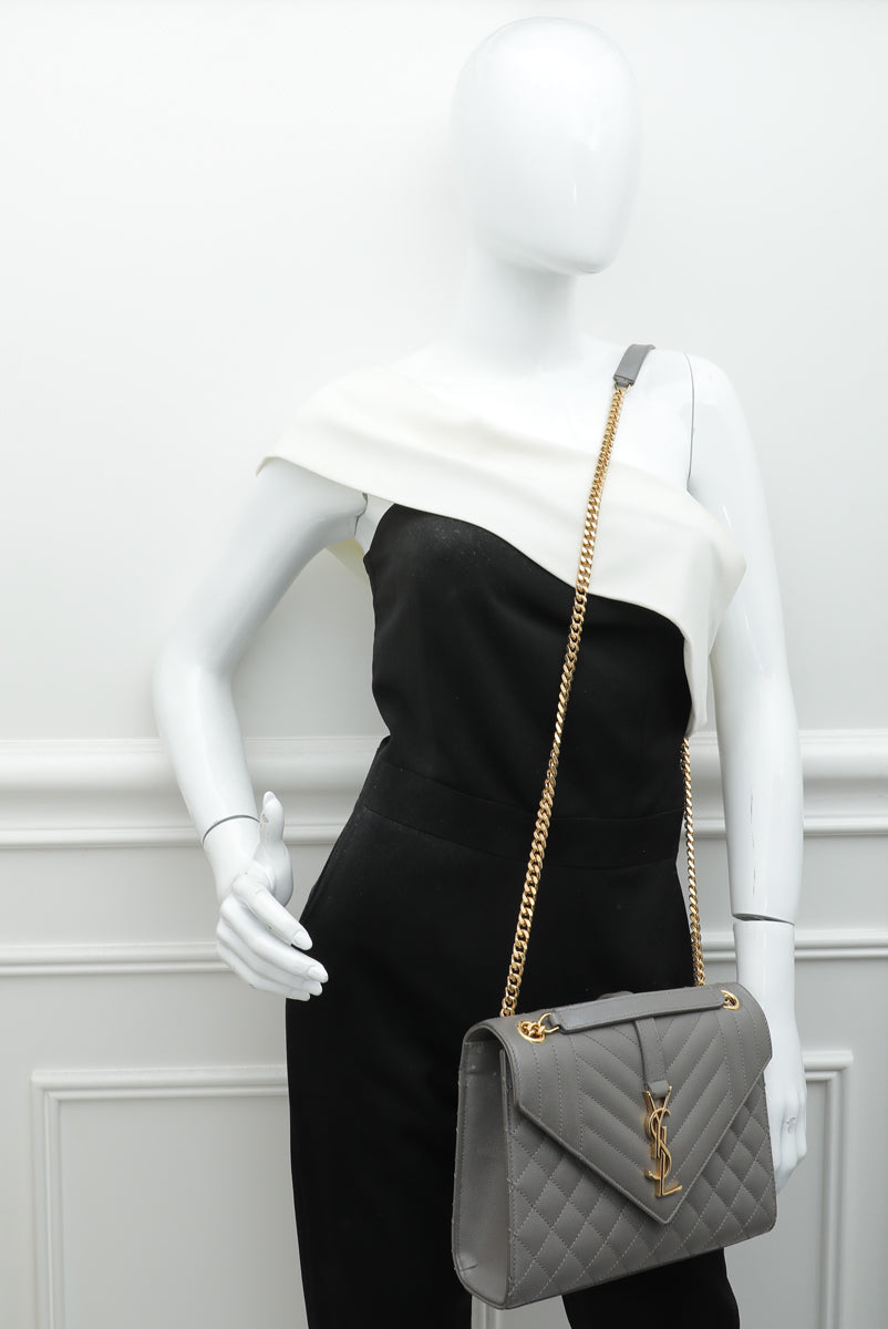 YSL Fog Monogram Mix Triquilt Medium Bag-YSL-THE CLOSET