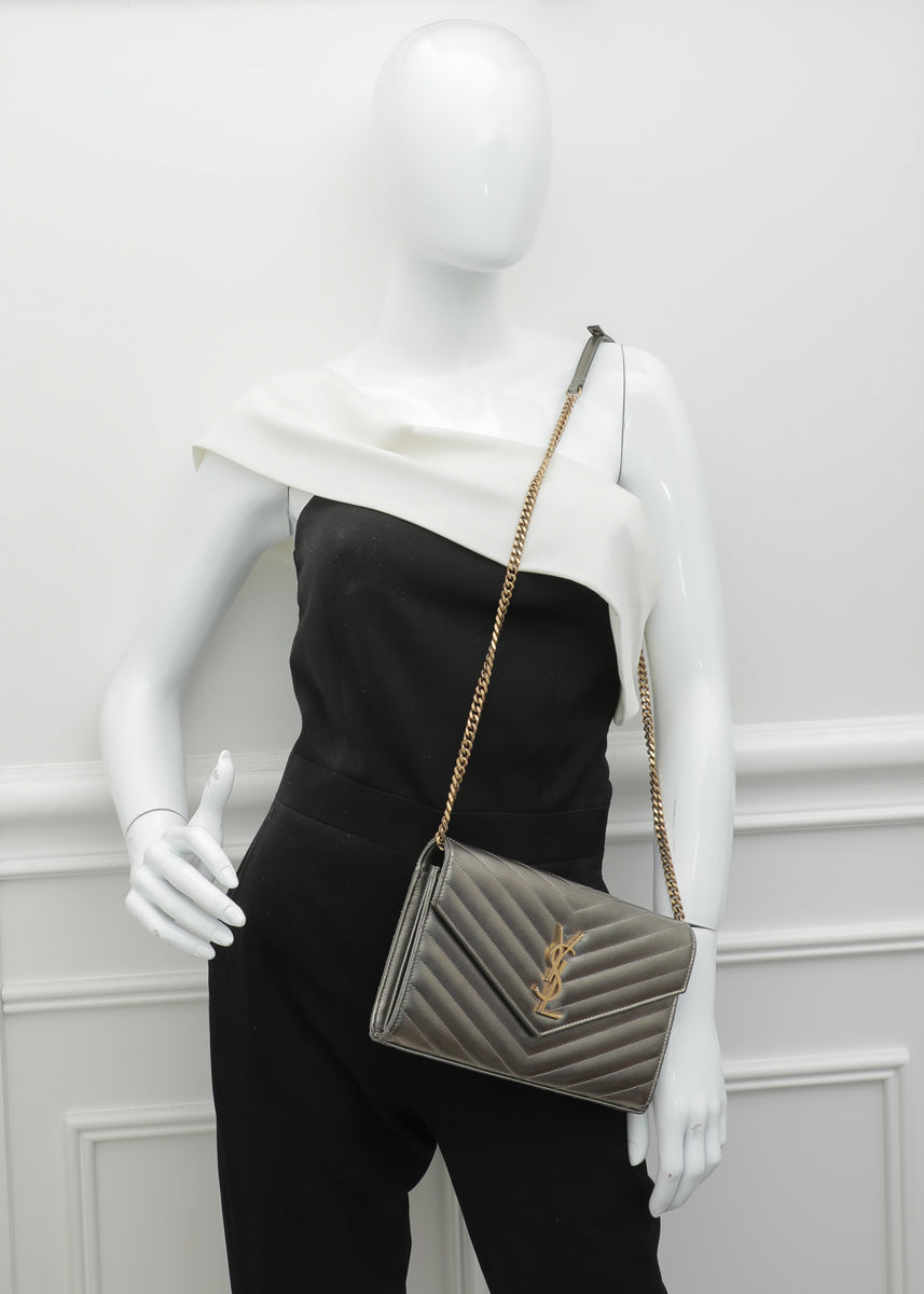 YSL Bronze Monogram Envelope Wallet On Chain-YSL-THE CLOSET