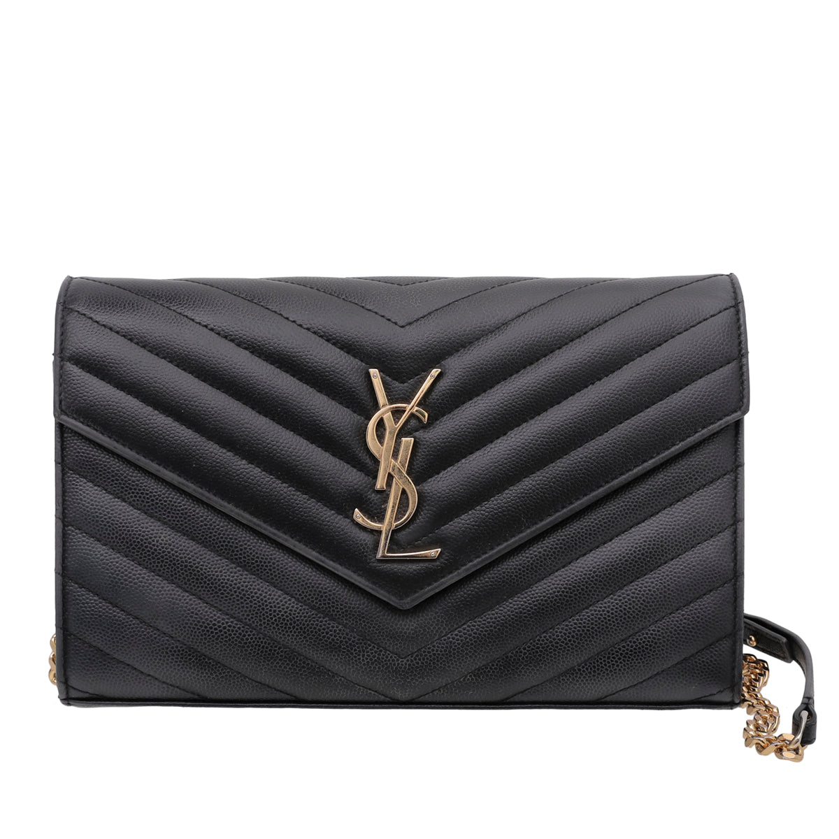 YSL Black Monogram Flap Chain Wallet-YSL-THE CLOSET