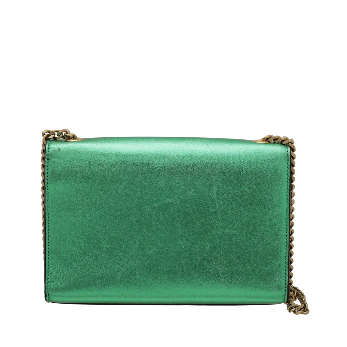 YSL Metallic Green Monogram Kate Chain Small Bag