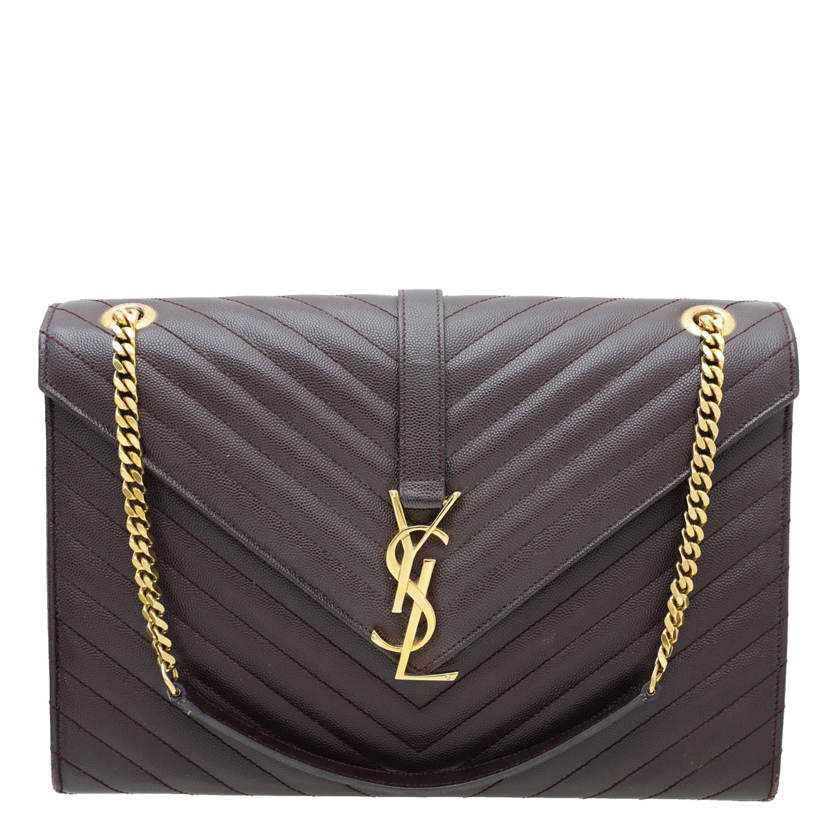 YSL Burgundy Monogram Satchel Flap Large Bag-YSL-THE CLOSET