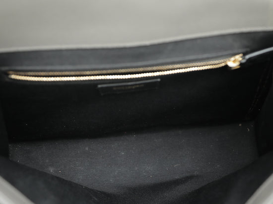 YSL Gray Monogram Satchel Flap Large Bag