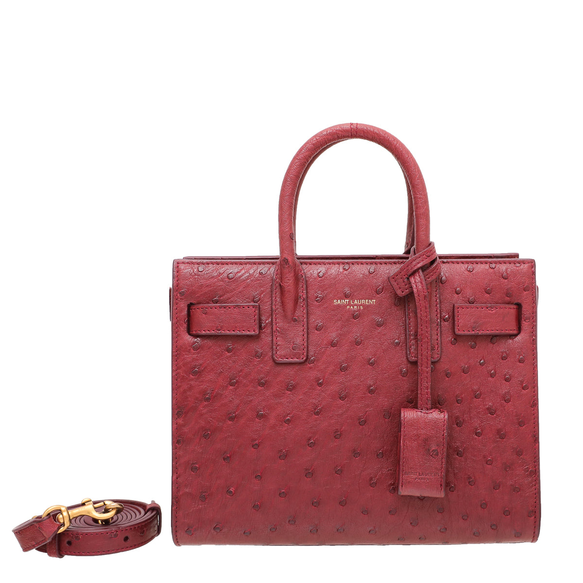 YSL Bordeaux Nano Ostrich Sac De Jour Bag-YSL-THE CLOSET