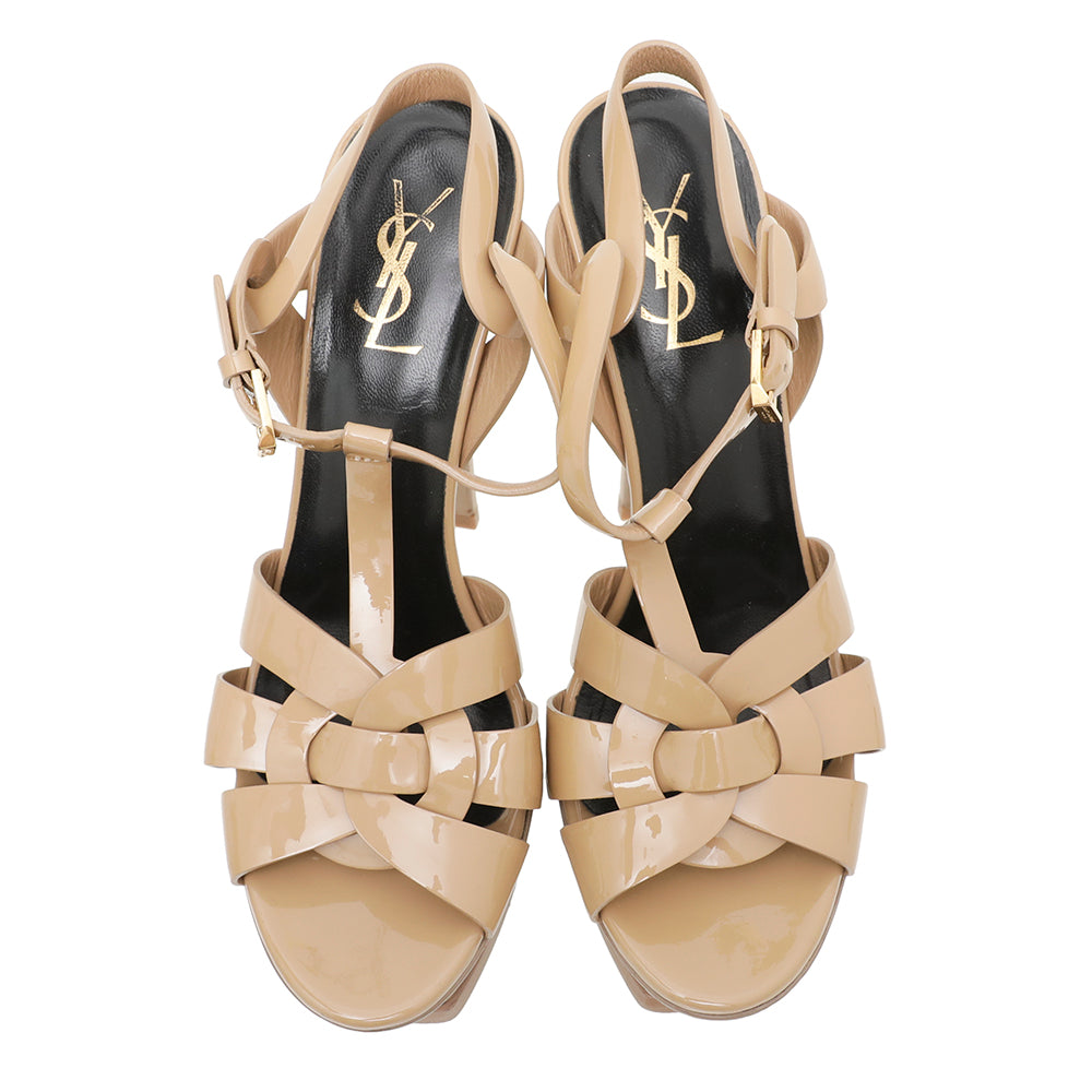 YSL Mocha Tribute Sandals 39-YSL-THE CLOSET