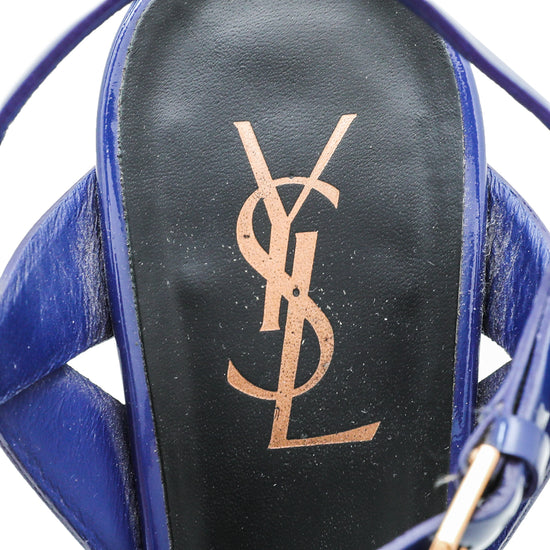 YSL Blue Tribute Sandal 38