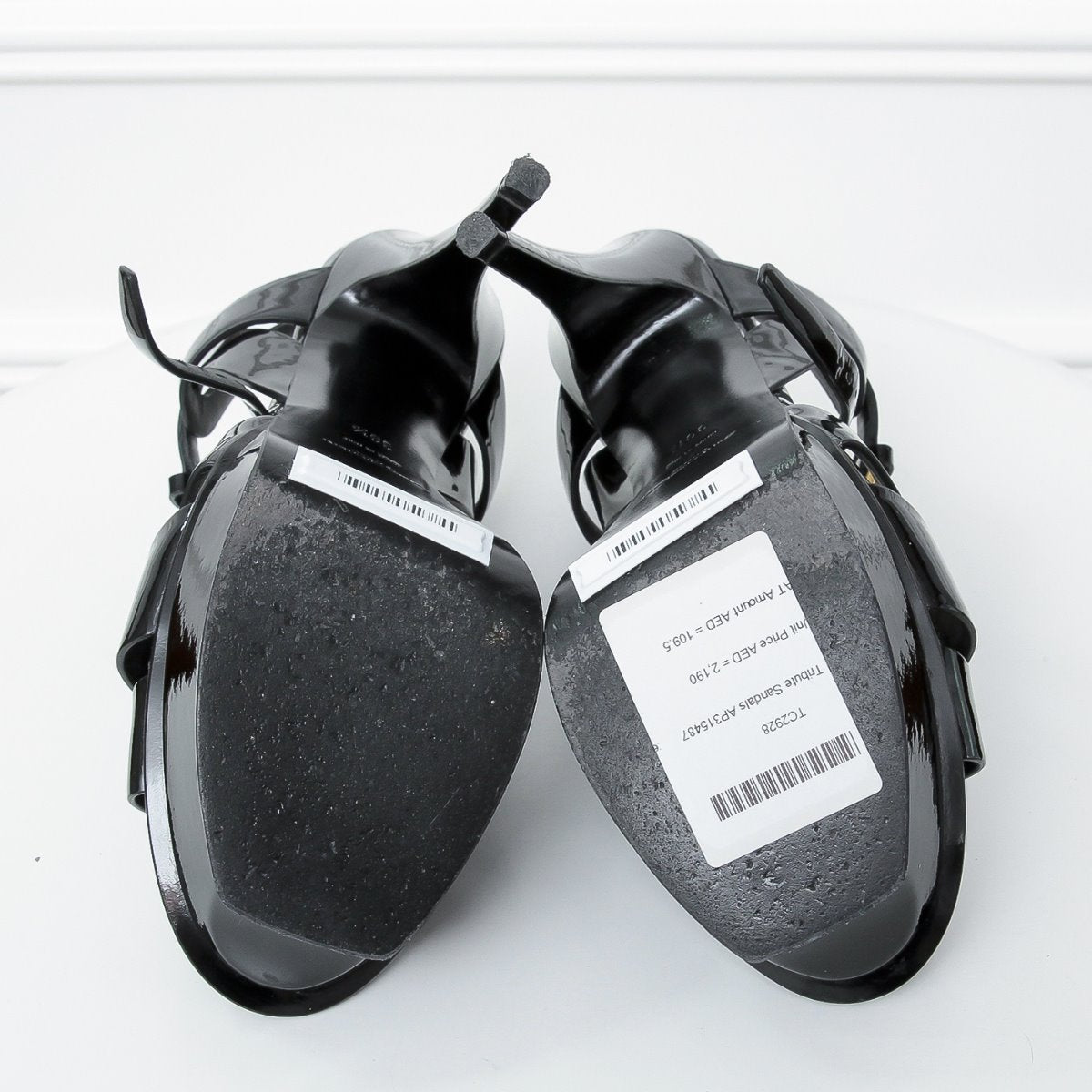 YSL Black Patent Tribute Heels 39 1-2-YSL-THE CLOSET