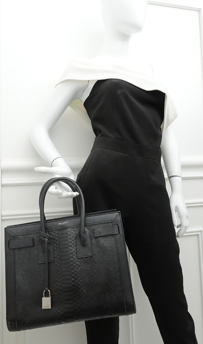 YSL Black Python & Calf Sac De Jour Bag-YSL-THE CLOSET