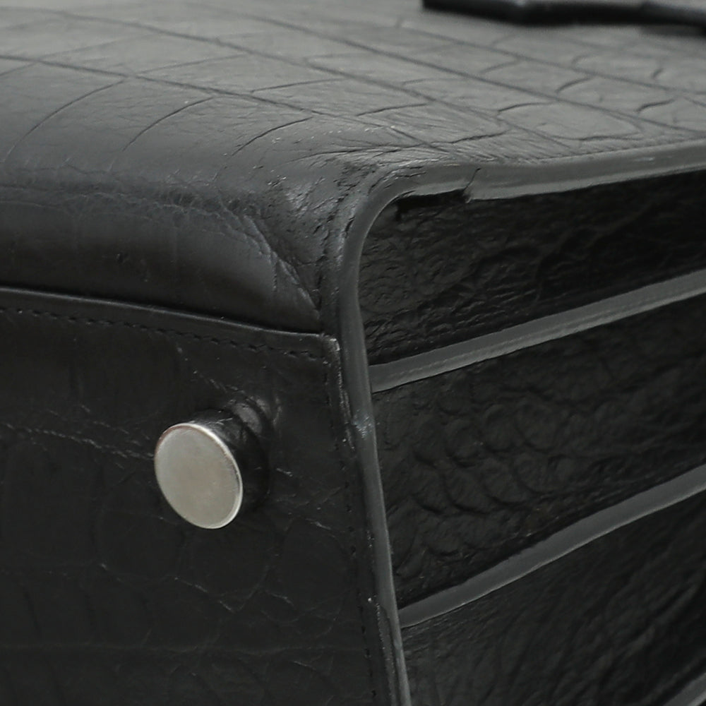 YSL Black Croc Embossed Sac De Jour Nano Bag-YSL-THE CLOSET