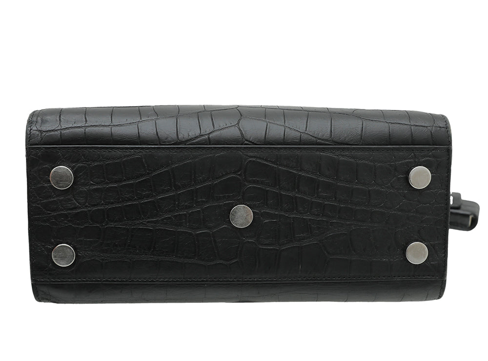 YSL Black Croc Embossed Sac De Jour Nano Bag-YSL-THE CLOSET