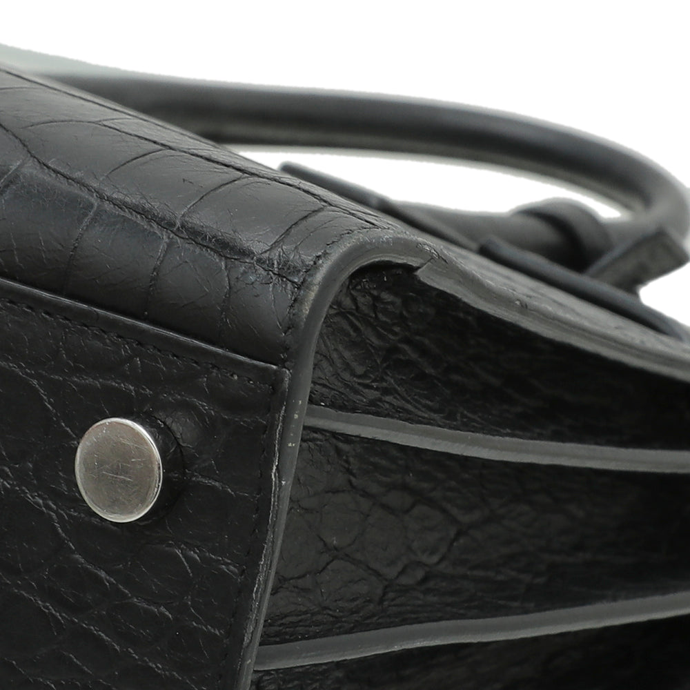 YSL Black Croc Embossed Sac De Jour Nano Bag-YSL-THE CLOSET