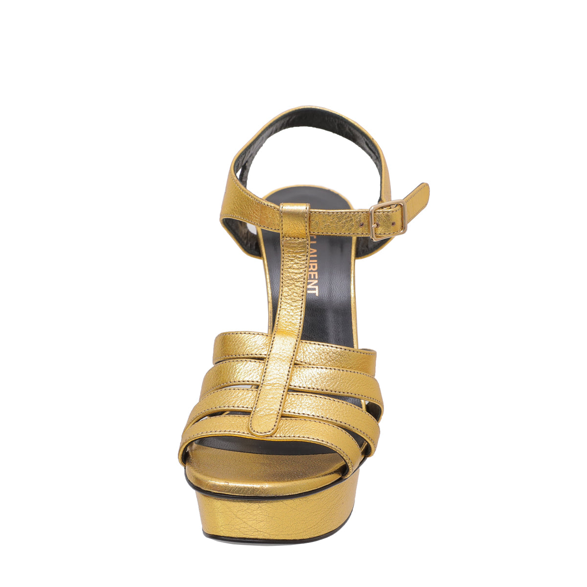YSL Metallic Gold Strappy T-Strap Sandals 36.5-YSL-THE CLOSET