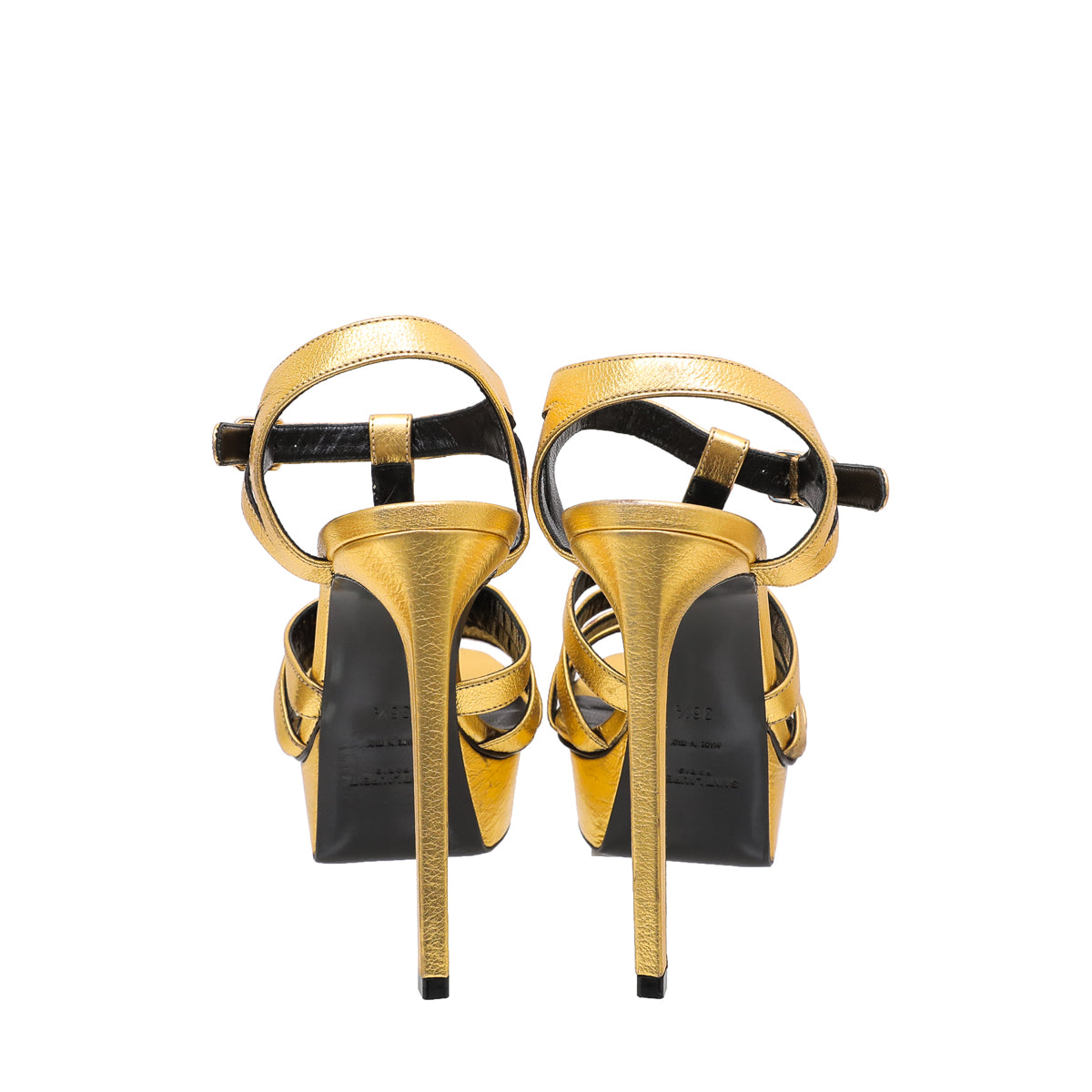 YSL Metallic Gold Strappy T-Strap Sandals 36.5-YSL-THE CLOSET