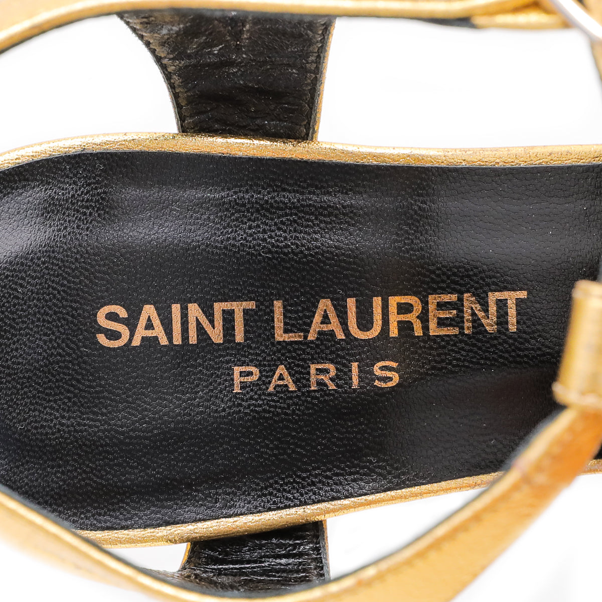 YSL Metallic Gold Strappy T-Strap Sandals 36.5-YSL-THE CLOSET