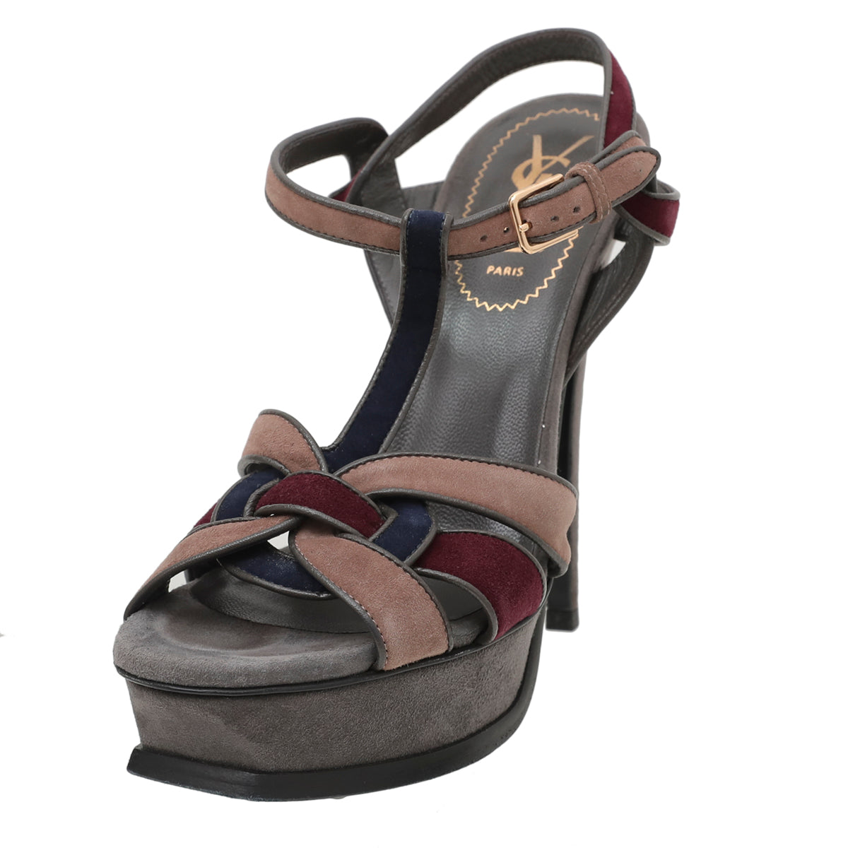 YSL Multicolor Suede Tribute Sandal 37-YSL-THE CLOSET