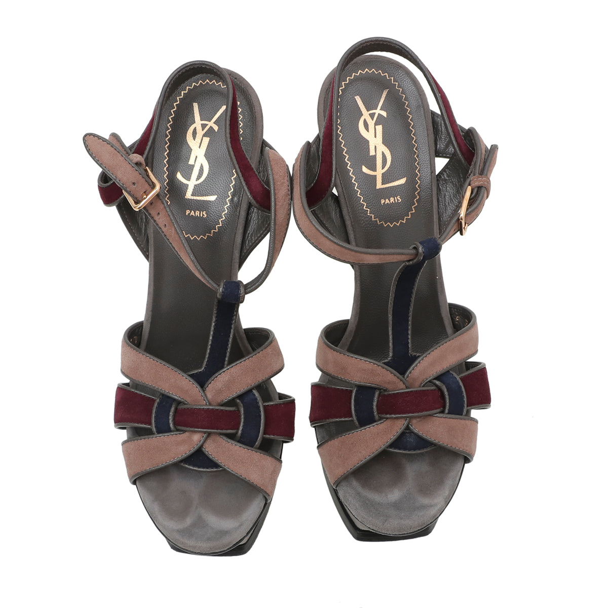 YSL Multicolor Suede Tribute Sandal 37-YSL-THE CLOSET