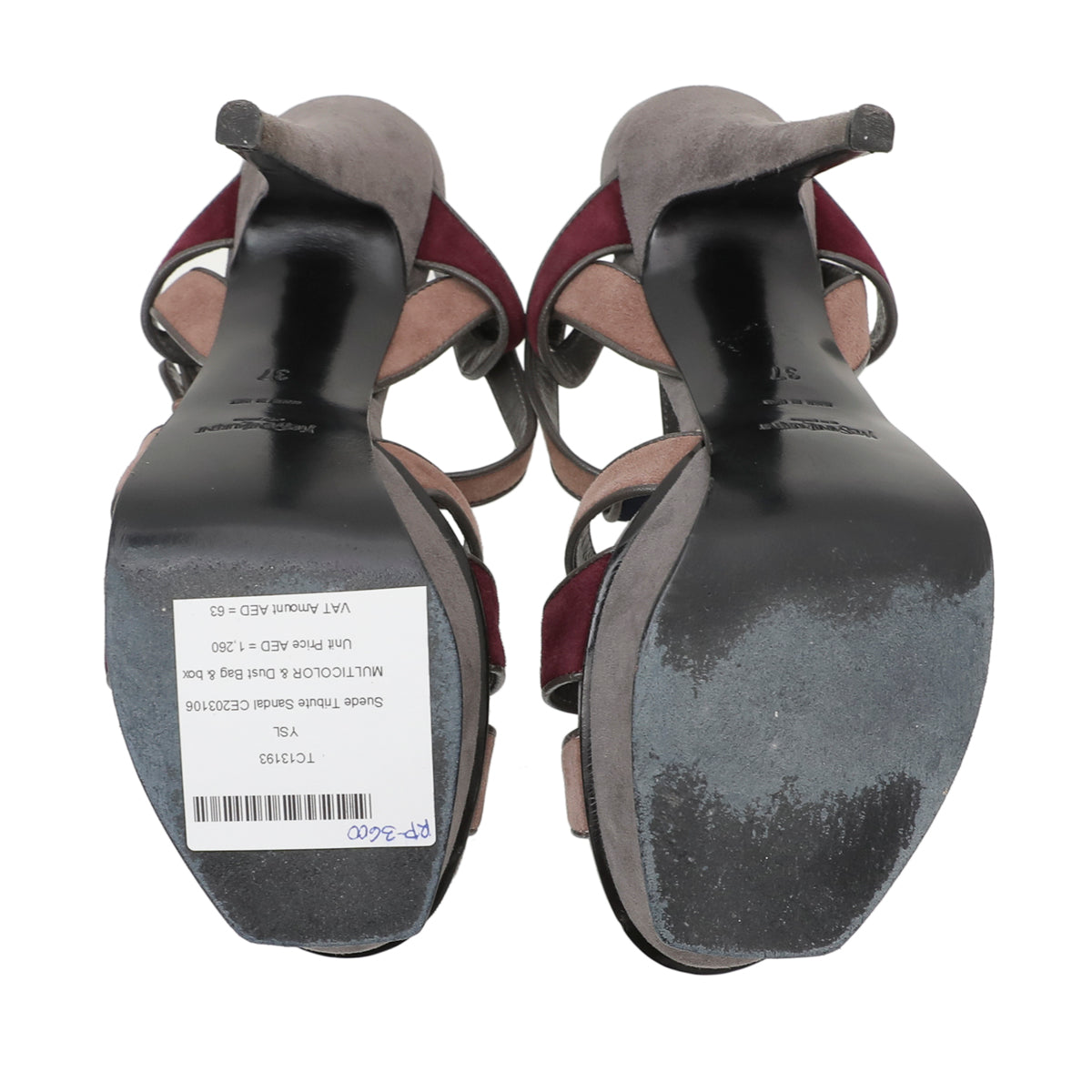 YSL Multicolor Suede Tribute Sandal 37-YSL-THE CLOSET