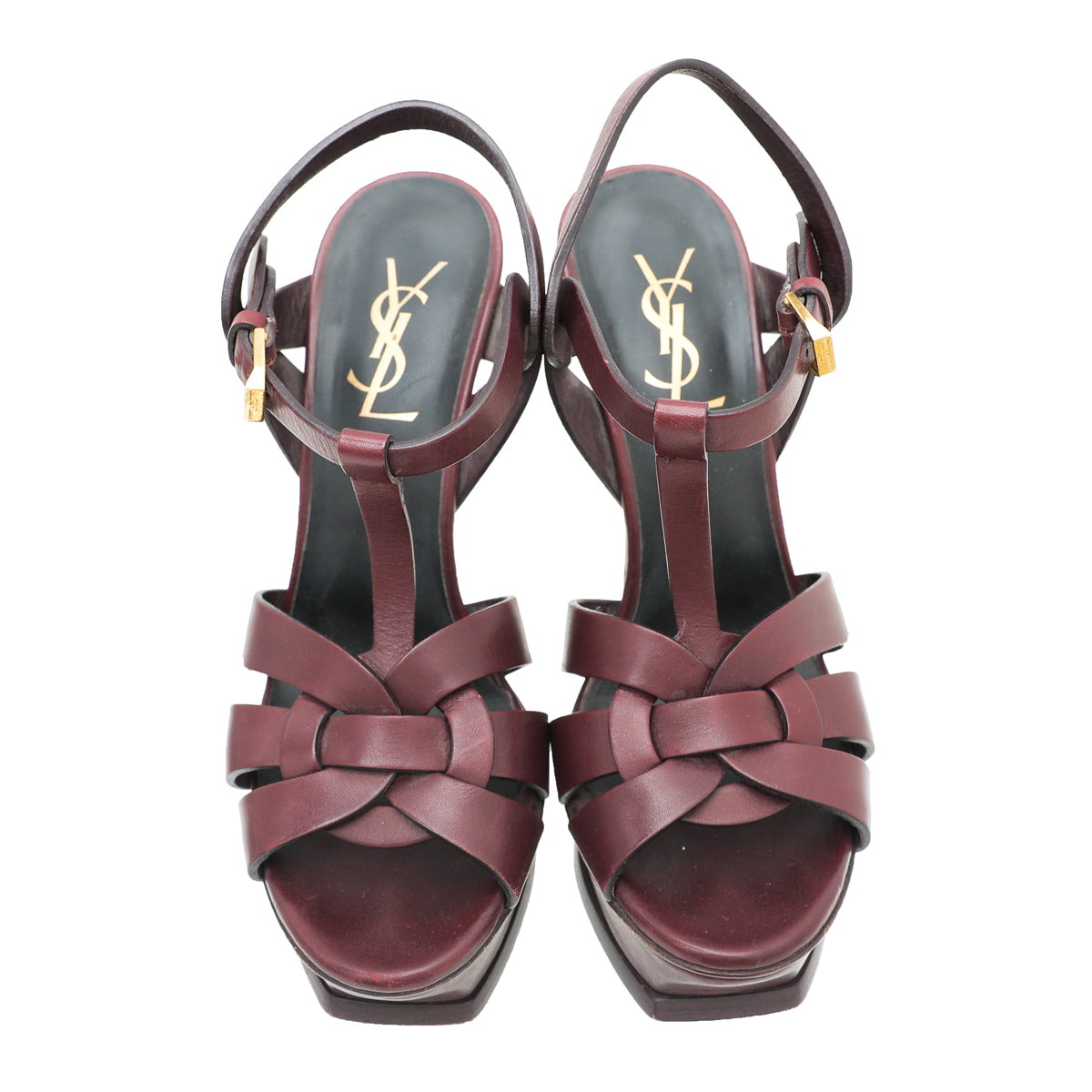 YSL Burgundy Tribute Sandals 36-YSL-THE CLOSET