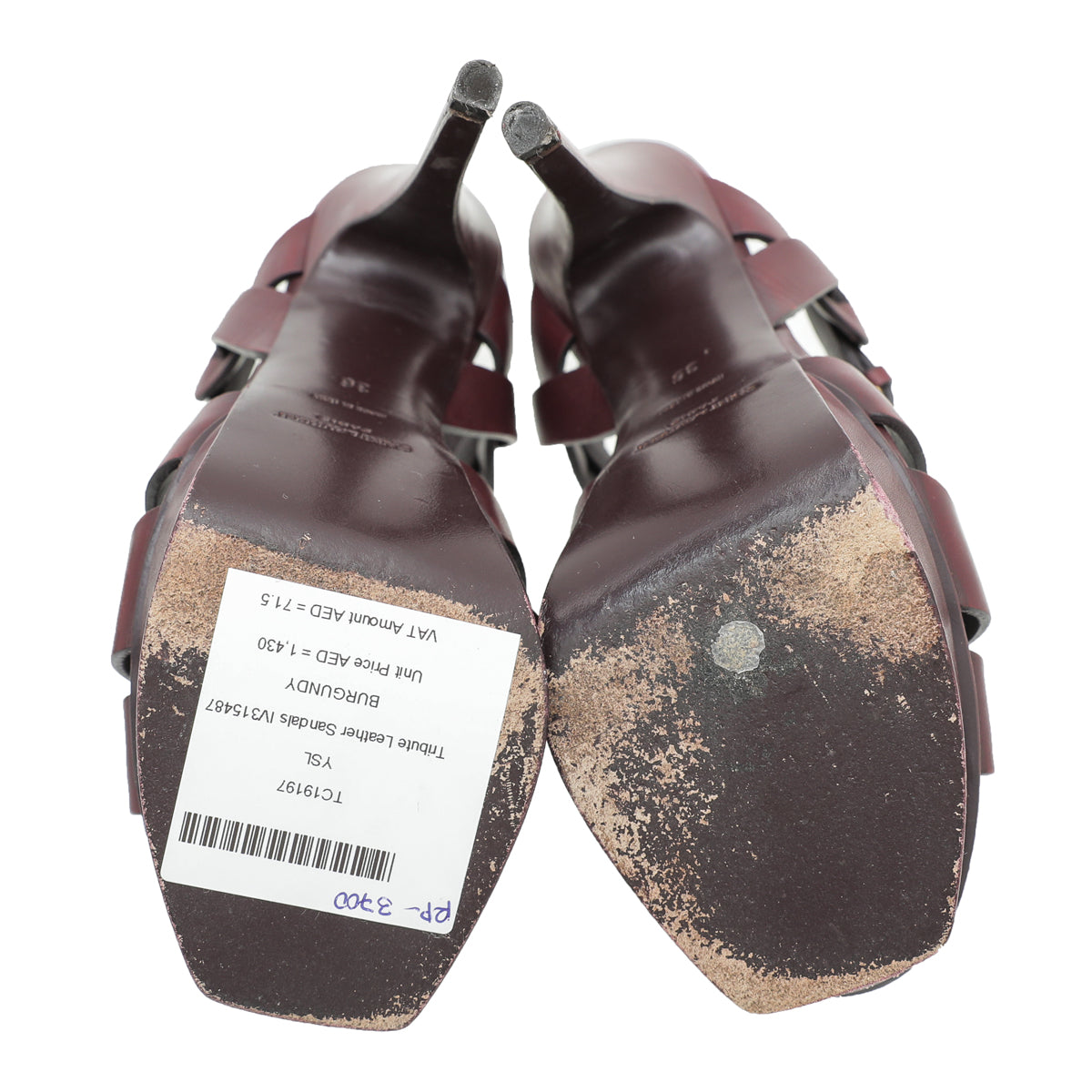 YSL Burgundy Tribute Sandals 36-YSL-THE CLOSET