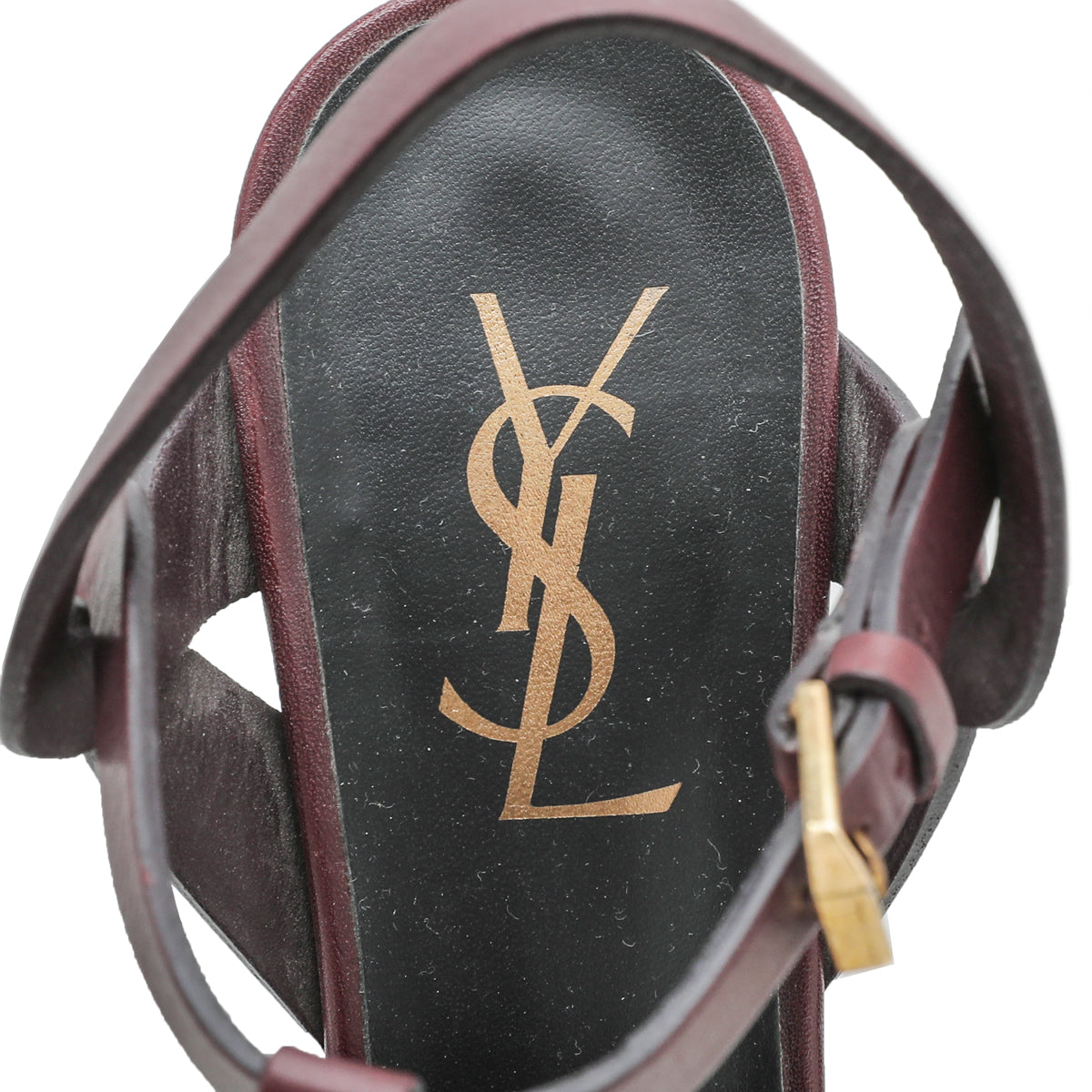 YSL Burgundy Tribute Sandals 36-YSL-THE CLOSET