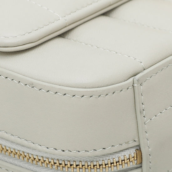 YSL White Vertical Quilted Vicky Camera Bag