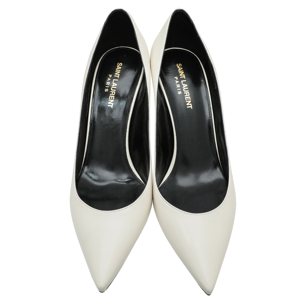 YSL White Pearl Zeo 85 Pumps 38.5-YSL-THE CLOSET
